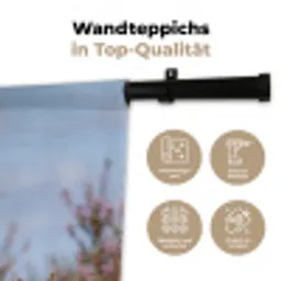 Roodborsttapuit - Heide - Paars - Natuur - Sfeervol Wandkleed katoen klein -tsfeer2_DE