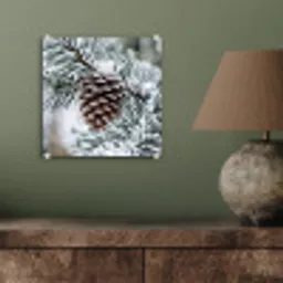 Dennenappel - Tak - Sneeuw - Winter - Sfeervol plexiglas 5mm klein -sfeer3