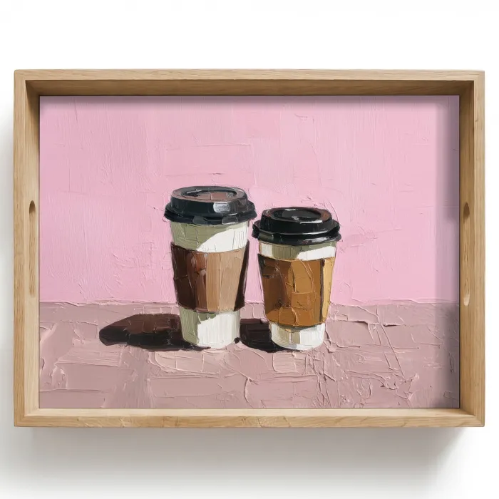 Koffiebekers - Deksel - Verf - Textuur Dienblad Rechthoek middel -z3d_shopping