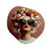 Vrouw - Macarons - Bril Wandcirkel Organisch Forex 3mm klein -3d