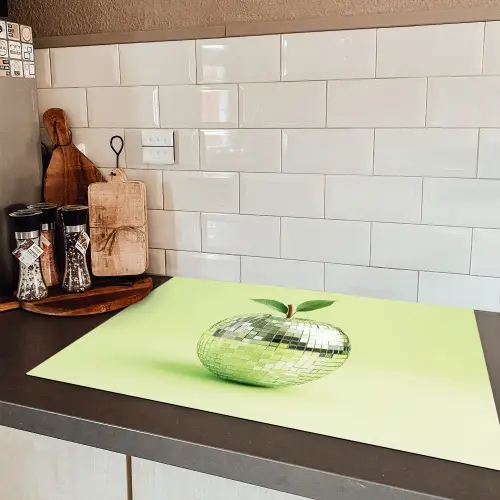 Groen - Disco - Decoratie - Appel Inductie beschermer vinyl 3mm klein -sfeer3