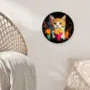 Kat - Eten - Patat - Graffiti - Abstract Wandcirkel kunststof plaat 5mm dik klein -sfeer5