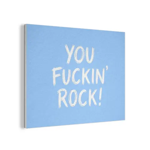 Blauw - Wit - You fuckin rock PET vilt klein -3d