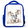 Olifant - Dier - Kinderen Kinderrugzak - Blauw middel -3d