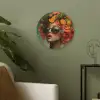 Vrouw - Sinaasappel - Bessen - Oranje Akoestische PET Vilt - Rond klein -sfeer2