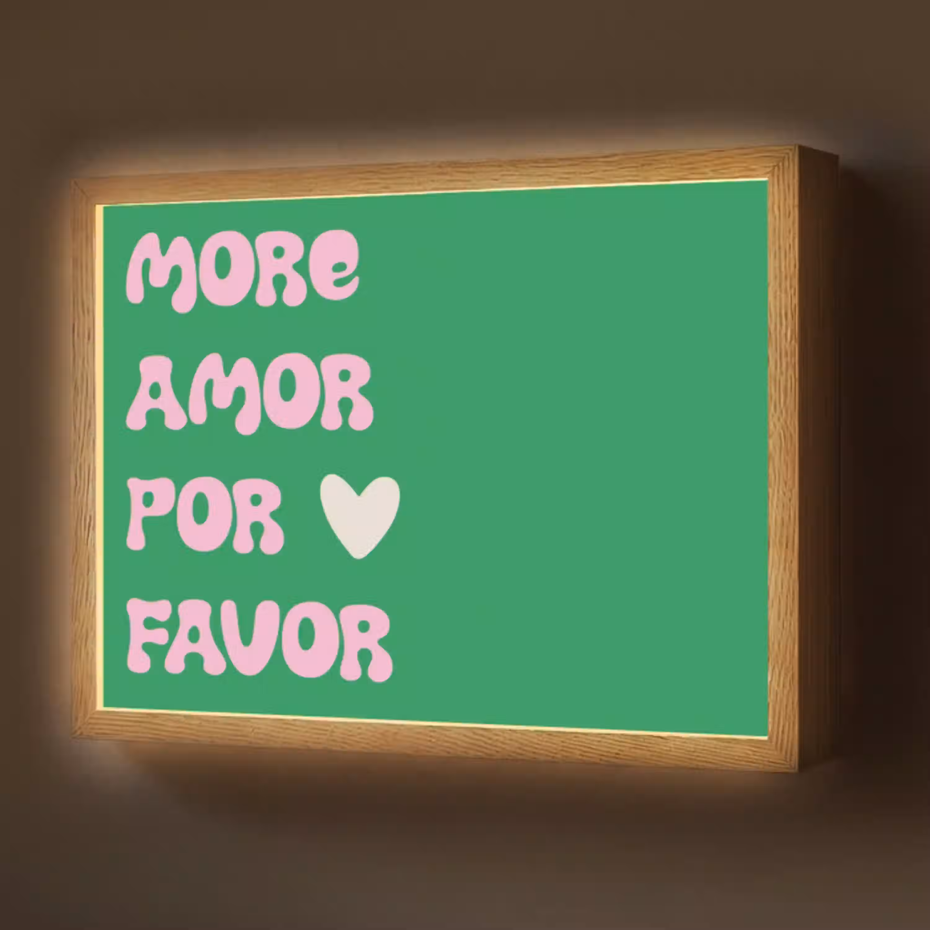 Amor - Valentijn - Groen - Tekst Light Box met batterij (Wandlamp) middel -z3d_website