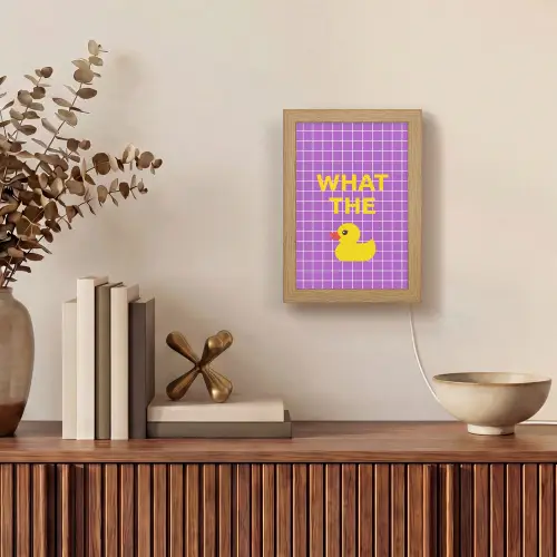 Tekst - Eend - Paars Light Box met kabel (Tafellamp) klein -sfeer2