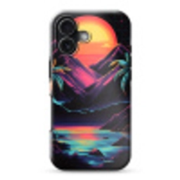 Palmbomen - Neonbergen - Sterrenhemel - Zon Toughcase MagSafe Apple iPhone 17 klein -3d