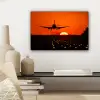 Zonsondergang - Vliegtuig - Oranje - Zon canvas 2cm klein -sfeer6