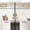 Terrazzo -  Patroon  -  Créme keuken achterwand 2 middel 871 -voor-na2_FR