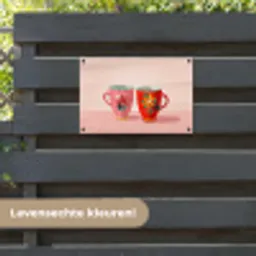 Theekopjes - Bloemmotieven - Roze - Theezakjes tuinposter los doek klein -sfeer3