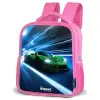 Groene supercar flitst door neonlicht Kinderrugzak - Roze middel -schuin
