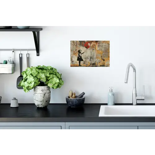 Graffiti - Banksy - Meisje - Street art Muursticker klein -keuken