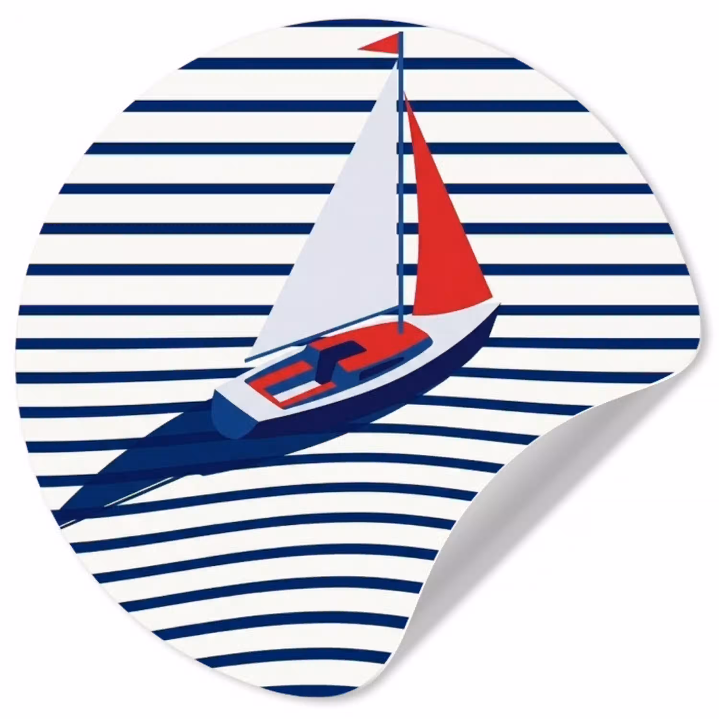 Boot - Water - Abstract - Blauw Wandcirkel behangsticker klein -3d