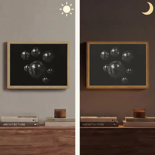 Discoballen - Minimalistisch - Zwart Light Box met batterij (Wandlamp) middel -sfeer3