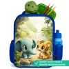 Olifant - Tijger - Bos - Jungle Kinderrugzak - Blauw middel -inhoud_NL