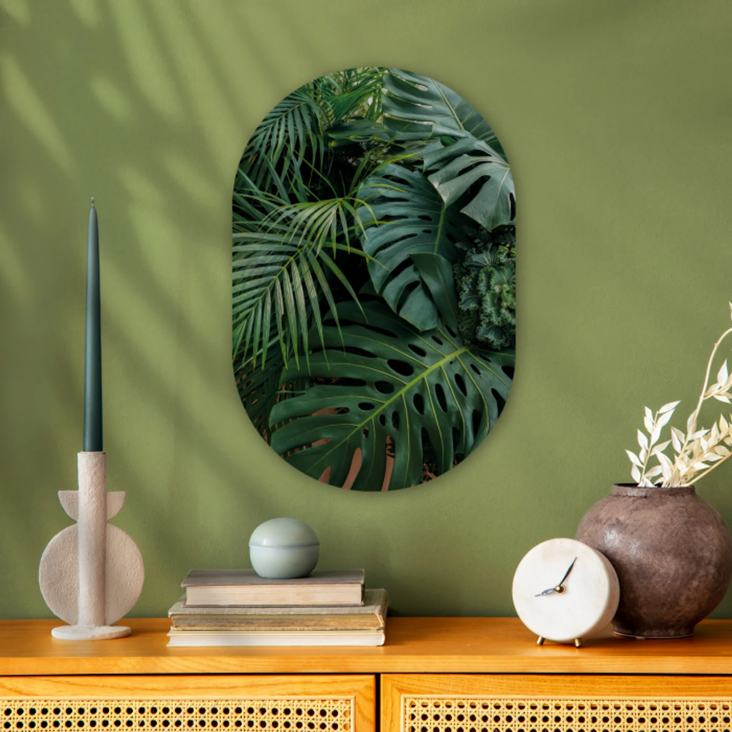 Planten - Jungle - Bladeren - Tropisch Wandcirkel Ovaal Forex klein -sfeer2