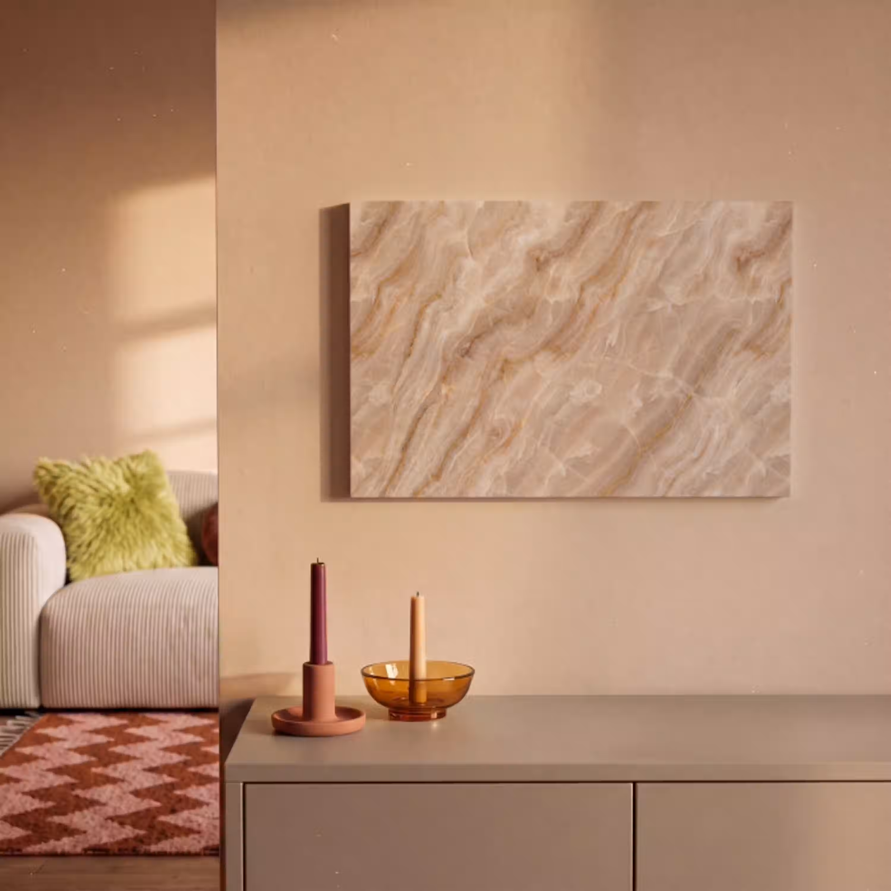 Steen - Ader - Natuur - Modern - Beige canvas 2cm klein -sfeer1