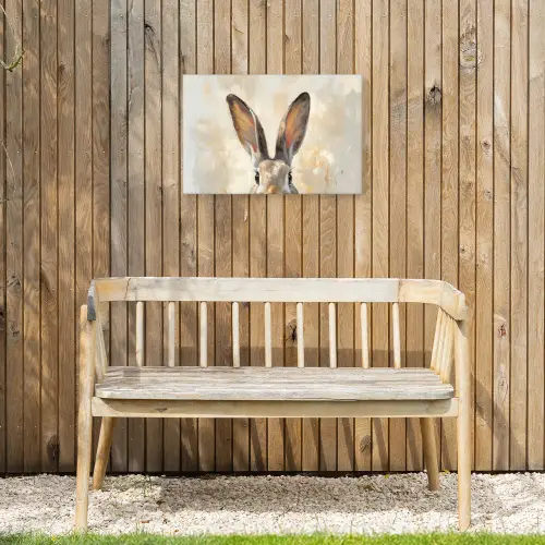 Haas - Oren - Bruin Tuinposter op houten frame 2 cm dik klein -sfeer4