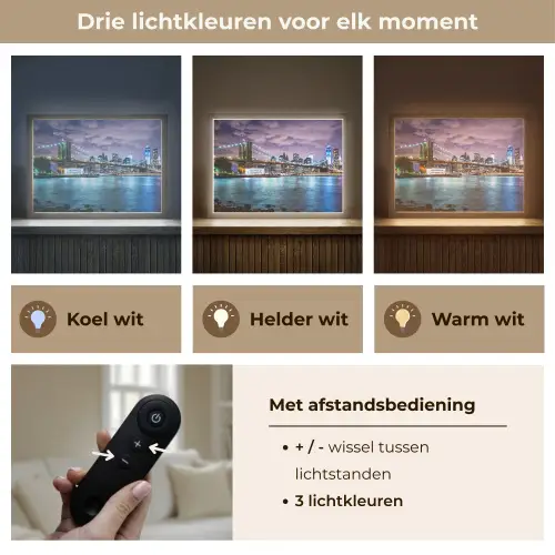 New York - Skyline - Stad - Kleuren Light Box met batterij (Wandlamp) middel -USP_lichtkleurNL