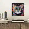 Kat - Graffiti - Dieren - Kleuren - Grijs aluminium wit klein -sfeer1