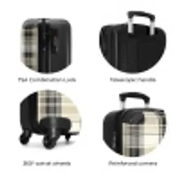 Klassiek geruit patroon in beige NBS - Handbagage koffer - Unisex middel zzzzzzzbolletjes_ENG