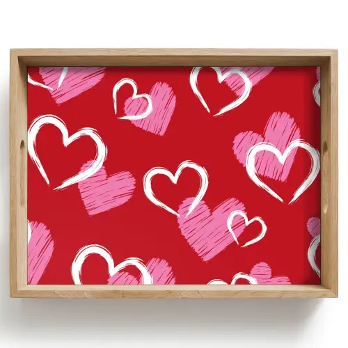 Patroon - Hartjes - Roze - Valentijn Dienblad Rechthoek middel -z3d_shopping