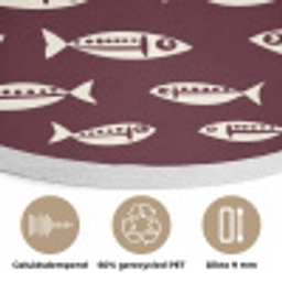 Vissen - Grafisch - Patroon - Donker Akoestische PET Vilt - Rond klein 838 -closeup_NL