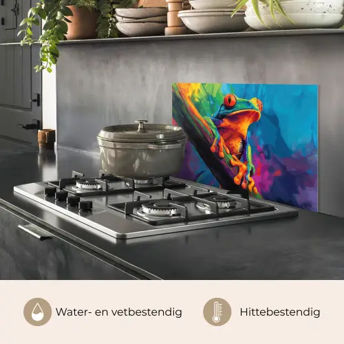 Kikker - Felgekleurd - Tak - Regenboog keuken achterwand spatscherm klein -usp_NL