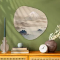 Japans - Landschap - Beige Wandcirkel Organisch Aluminium middel -sfeer2