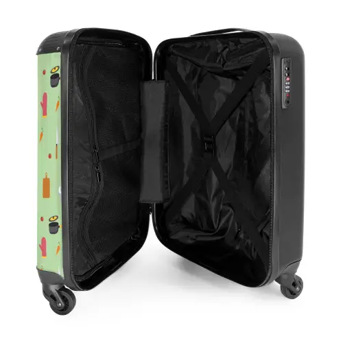 Keukenaccessoires en ingrediënten op lichtgroen NBS - Handbagage koffer - Kinderen Unisex middel -binnenkant