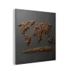 Wereldkaart - Koffie - Grijs aluminium wit klein -3d