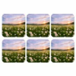 Madelief - Veld - Heuvels - Groen onderzetter kurk middel -3d