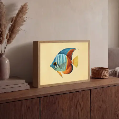 Vis - Vinnen - Blauw - Ogen Light Box met batterij (Wandlamp) middel -sfeer2