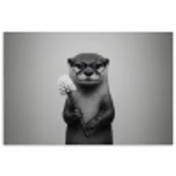 Otter - Wc-borstel - Bril - Zwart - Wit poster papier klein -3d