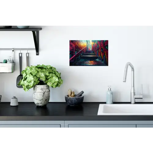 Architectuur - Neon - Trap - Graffiti Muursticker klein -keuken