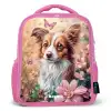 Hond in bloemenveld met vlinders Kinderrugzak - Roze middel -3d