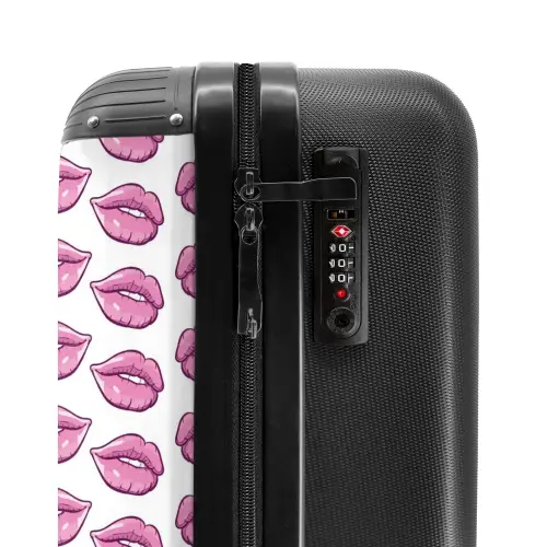 Patronen - Roze lippenpatroon op witte achtergrond NBS - Handbagage koffer - Kinderen Unisex middel -slot