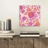 Bloemenpatroon - Roze - Oranje - Bloemen aluminium wit klein -sfeer1