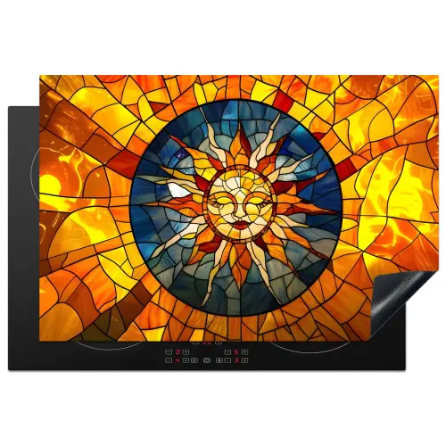Mozaïek - Zon - Geel - Cirkel Inductie beschermer vinyl 3mm klein -3d