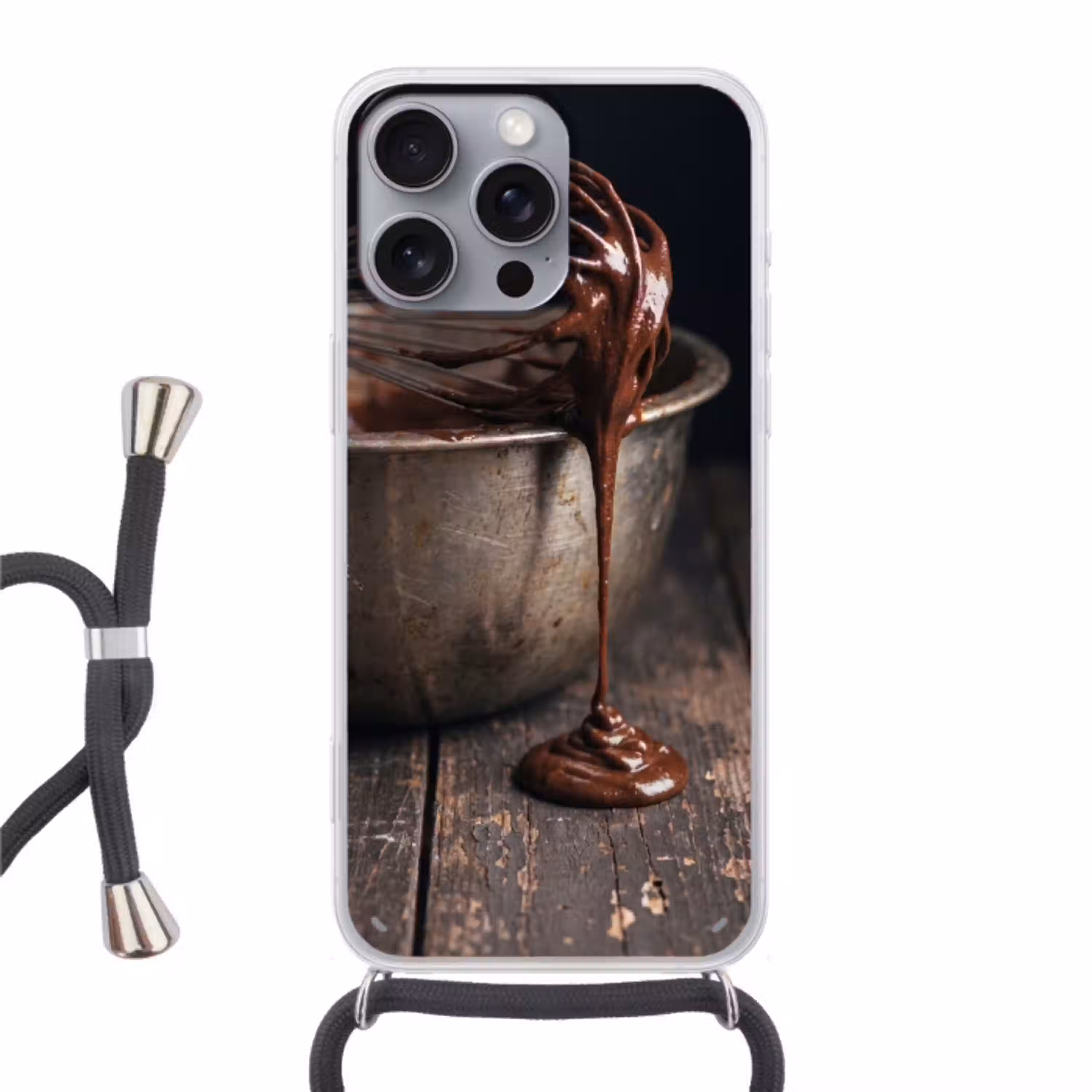 Chocolade - Beslag - Eten Hoesje iPhone 16 Pro Max met koord klein -3d