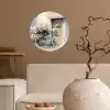 Fiets - Pastelkleuren - Bloemen Wandcirkel behangsticker klein -sfeer1