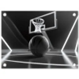 Basketbal - Basketbalveld - Lichtlijnen tuinposter los doek klein -3d