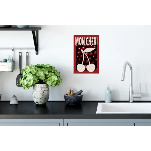 Kersen - Illustratie - Rood Muursticker klein -keuken