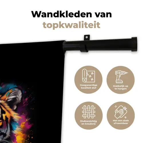 Tijger als street art kunstwerk Wandkleed katoen klein -sfeer2
