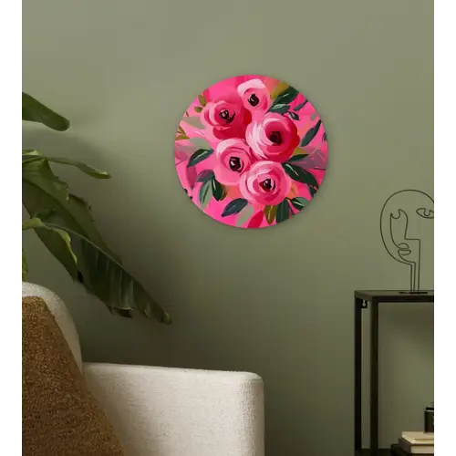 Bloemen - Verf - Roze Wandcirkel plexiglas klein -sfeer3