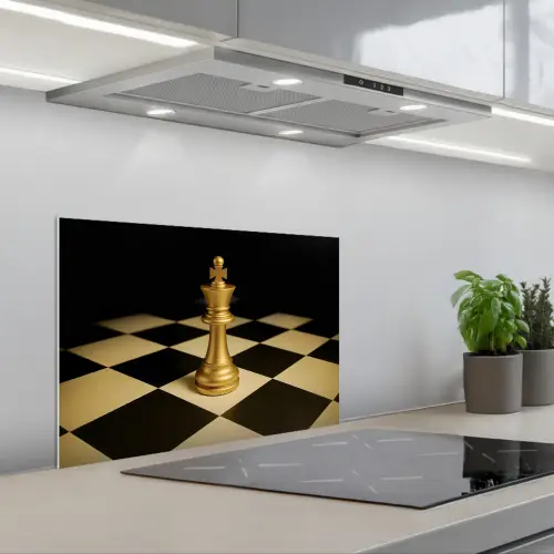 Schaakstuk - Koning - Schaakbord - Geblokt keuken achterwand spatscherm klein -3d_schuin