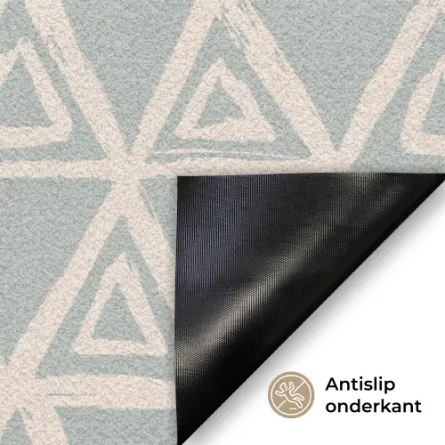 Patroon - Driehoek - Blauw - Grijs Deurmat klein 898 -antislip_NL