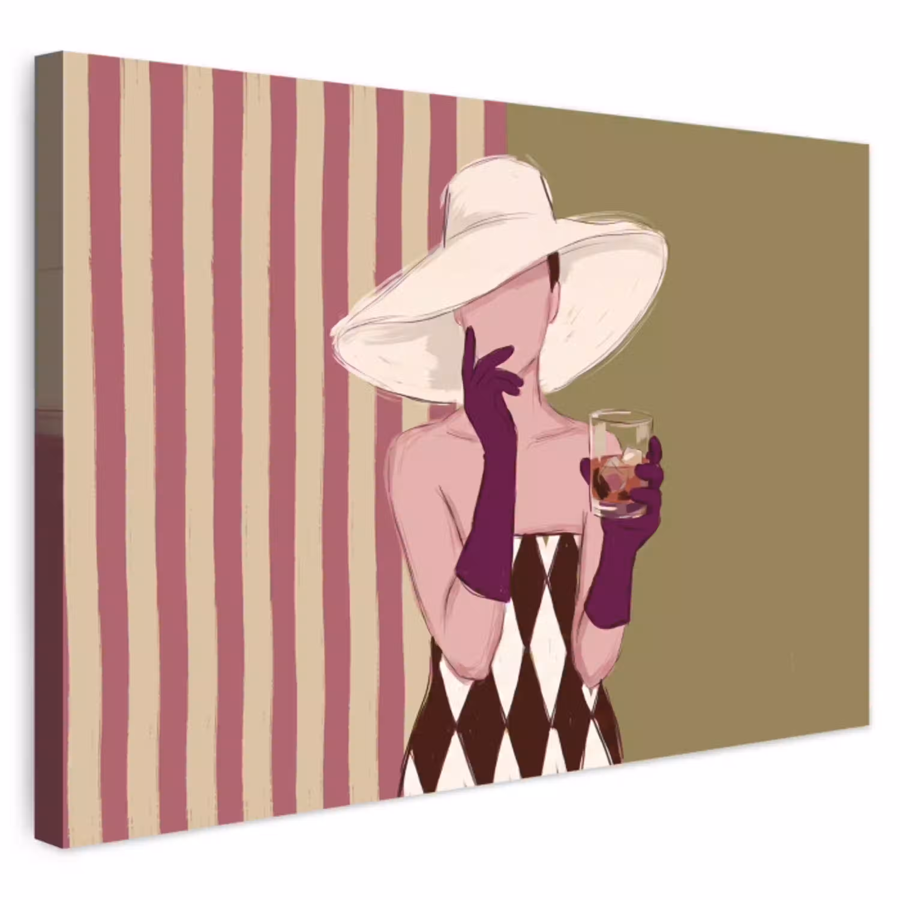 Vrouw - Hoed - Mode - Abstract - Kleurrijk Tuinposter op houten frame 2 cm dik klein -3d
