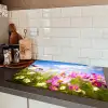 Bloemen - Wei - Paars - Gras - Wit - Wolken - Blauw Inductie beschermer vinyl 3mm klein -sfeer3